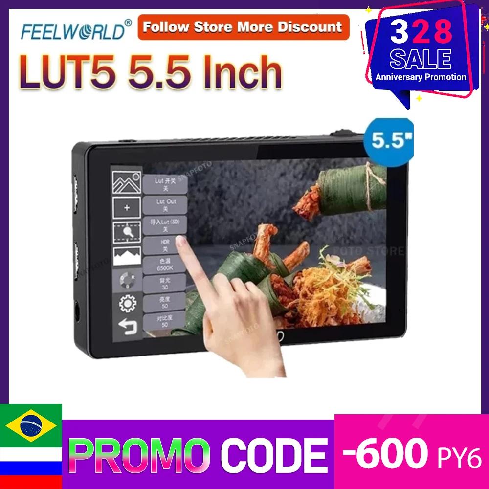 Feelworld LUT5 ī޶ , 4K HDMI ȣȯ IPS г, 3D LUT ġ ũ, DSLR ʵ , Lut 7s, 5.5 ġ, 3000nit